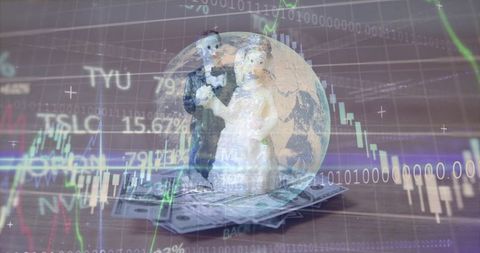 Global financial market with wedding theme concept