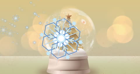 Animated Christmas Snow Globe with Falling Snow and Tree