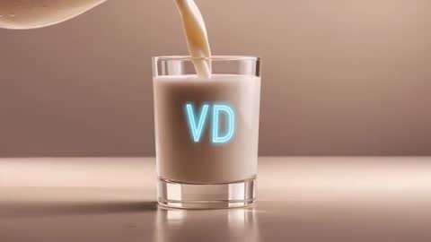 Pouring Milk into Glass with Glowing VD Emblem Close-Up Loop Footage