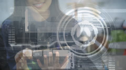 Futuristic Data Interface Display with Digital Overlay