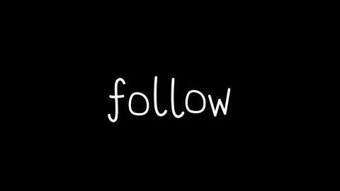 Animated Purple Shapes and 'Follow' Text Over Black Background