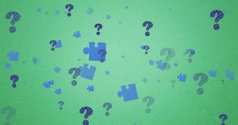 Puzzle Pieces and Question Marks on Green Background for Brain Teasers - Download Free Stock Images Pikwizard.com