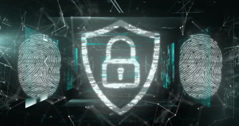Digital Security Concept with Lock and Fingerprints