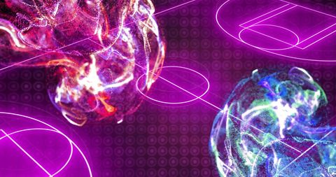 Abstract Glowing Spheres on Futuristic Basketball Court Design - Download Free Stock Images Pikwizard.com