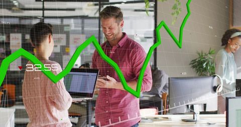 Business Colleagues Analyzing Rising Graph in Modern Office Space - Download Free Stock Images Pikwizard.com