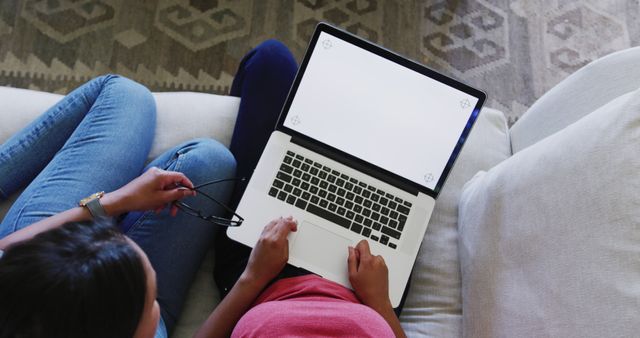 Couple Relaxing at Home, Using Laptop on Sofa - Download Free Stock Images Pikwizard.com