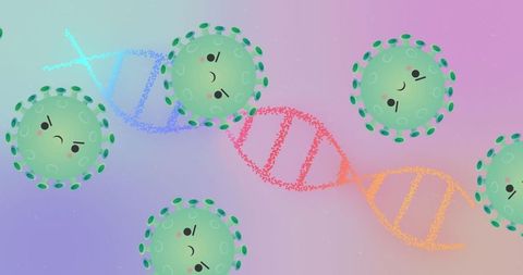 Colorful Virus and DNA Helix Illustration in Pastel Gradients - Download Free Stock Images Pikwizard.com