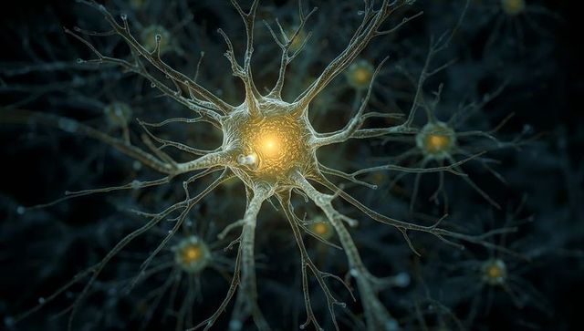 Glowing neuron and brain connections network