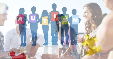 Colorful Puzzle Representation of Autism Awareness at Summer Beach Gathering - Download Free Stock Images Pikwizard.com