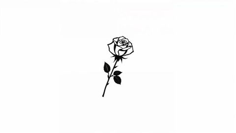 Elegant black rose drawing outline on white background