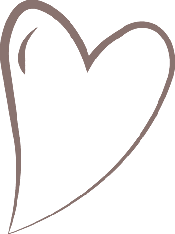 Brown Hand-Drawn Heart Outline on Transparent Background