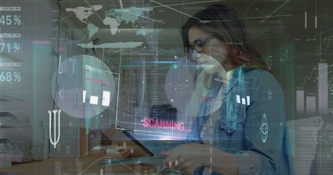 Businesswoman Engaging with Digital Interface on Tablet - Download Free Stock Images Pikwizard.com