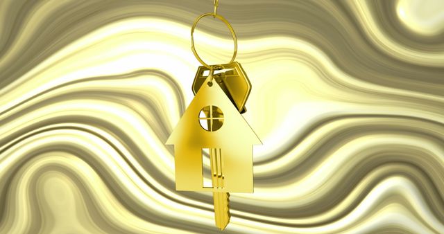 Golden House Key on Abstract Swirling Background - Download Free Stock Images Pikwizard.com