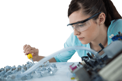 Woman Carefully Repairing Computer Motherboard on Transparent Background - Download Free Stock Videos Pikwizard.com
