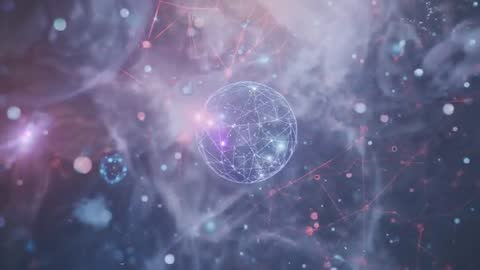 Floating Digital Network Sphere in Futuristic Mist