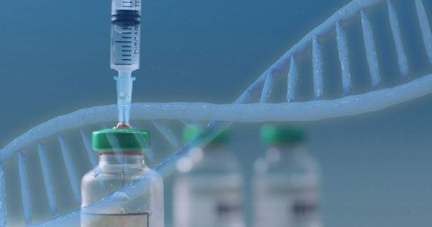 syringe extracting solution overlaid with dna strand - Download Free Stock Images Pikwizard.com