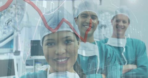 Surgeons Overlaid with Data Analyzing Medical Performances