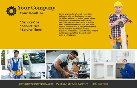 construction services brochure with confident worker - Download Free Stock Templates Pikwizard.com