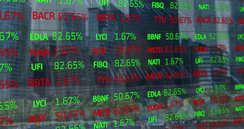 Dynamic Financial Market Display Over Cityscape