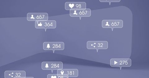Social Media Icons Over Abstract Background Displaying Metrics - Download Free Stock Images Pikwizard.com