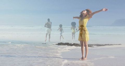 Joyful Family Bliss on Sunny Beach Getaway