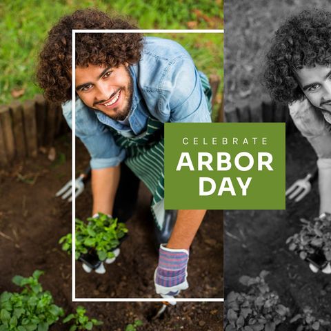 Smiling Man Gardening in Celebration of Arbor Day - Download Free Stock Templates Pikwizard.com