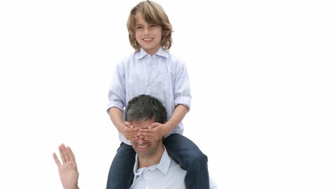Father and Son Playful Moment Piggyback Interaction