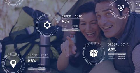 Futuristic interface with interactive data overlay
