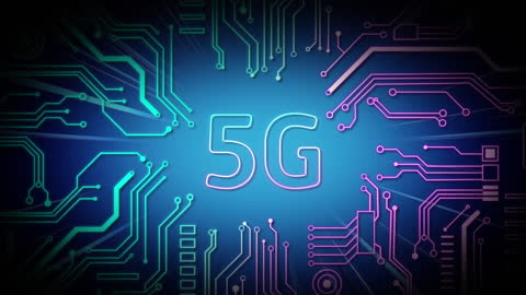 Futuristic 5G Technology Interface with Microchip Connections