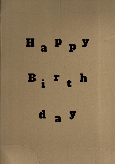 This retro-themed birthday card features bold, black typography on a classic brown cardboard background. Ideal for those looking to convey a nostalgic and eco-friendly vibe, it can be used for handmade cards, digital greetings, or social media birthday wishes. Perfect for creative birthday projects with a rustic or vintage feel.