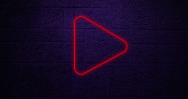 Red Neon Play Icon on Dark Brick Wall - Download Free Stock Images Pikwizard.com