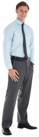 Transparent Businessman Smiling in Formal Attire with Tie