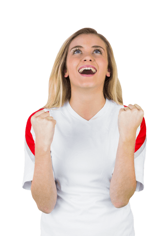 excited female football fan cheering in white shirt on transparent background - Download Free Stock Videos Pikwizard.com