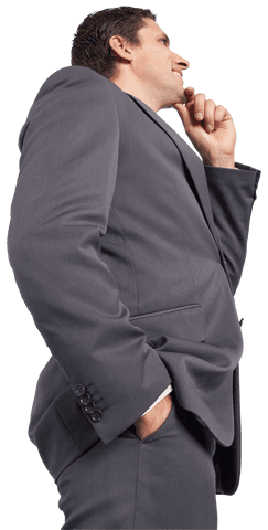 confident businessman in gray suit with thoughtful gesture on transparent background - Download Free Stock Videos Pikwizard.com