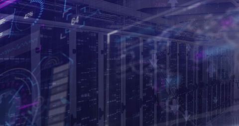 Advanced Technology Interface Overlaid on Server Room - Download Free Stock Images Pikwizard.com