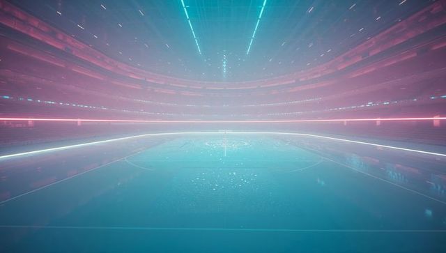 Neon Lit Futuristic Arena with Technology-Inspired Design