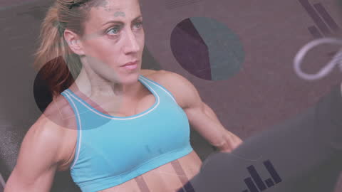 Sportswoman Exercising with Digital Data Overlay
