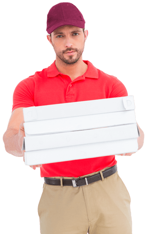 transparent delivery person offering pizza boxes - Download Free Stock Videos Pikwizard.com