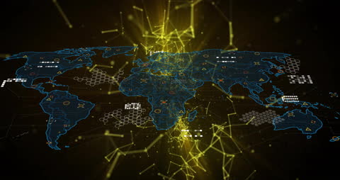 Digital Global Network Connections and Computational Data on World Map