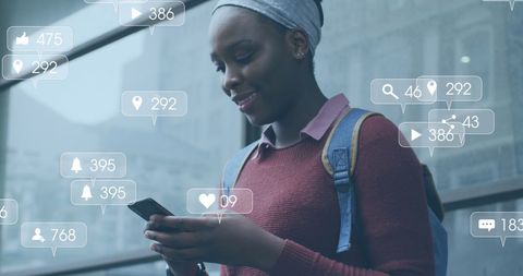 african american woman engaging with social media functions - Download Free Stock Images Pikwizard.com