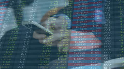 Digital Data Overlay with Currency and Analytics Icons