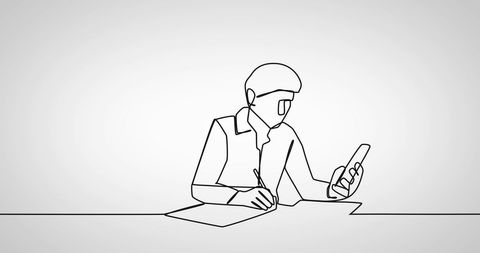 Minimal Line Art of Businessman Using Smartphone - Download Free Stock Images Pikwizard.com