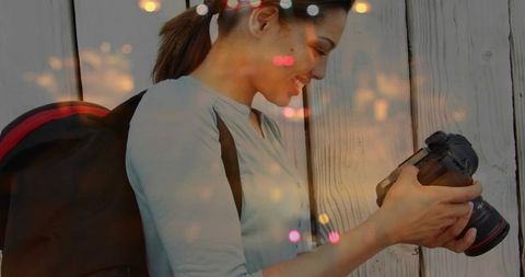 Enthusiastic traveler exploring photography outdoors