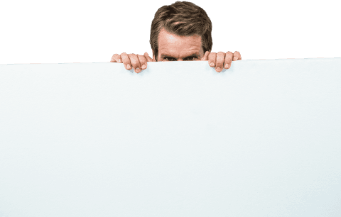 man peering over transparent blank board with hidden look - Download Free Stock Videos Pikwizard.com