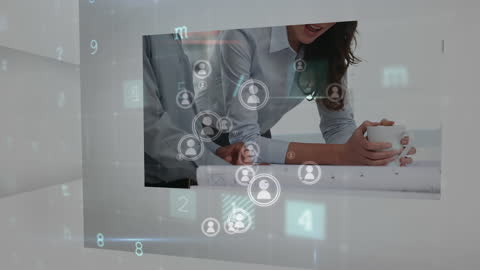 Networking in Modern Business Environment with Digital Icons