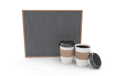 transparent coffee cups and blackboard vector for learning concepts - Download Free Stock Videos Pikwizard.com