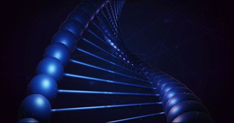Close-Up of Macro Blue DNA Strand with Digital Connections - Download Free Stock Images Pikwizard.com