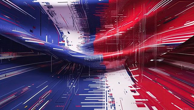 Abstract Digital Tunnel with Glowing Streaks and Pixel Bars