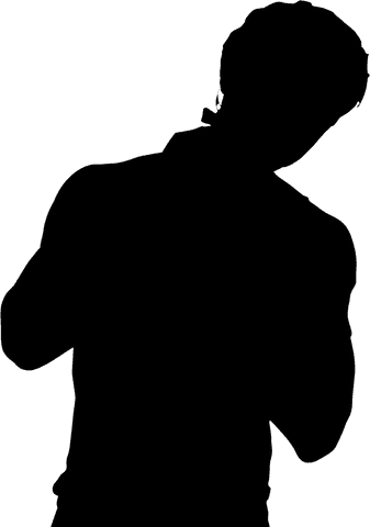 Silhouette of Man on Transparent Background, Dynamic Pose