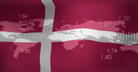 Global analytics and data visualization with nordic flag motif
